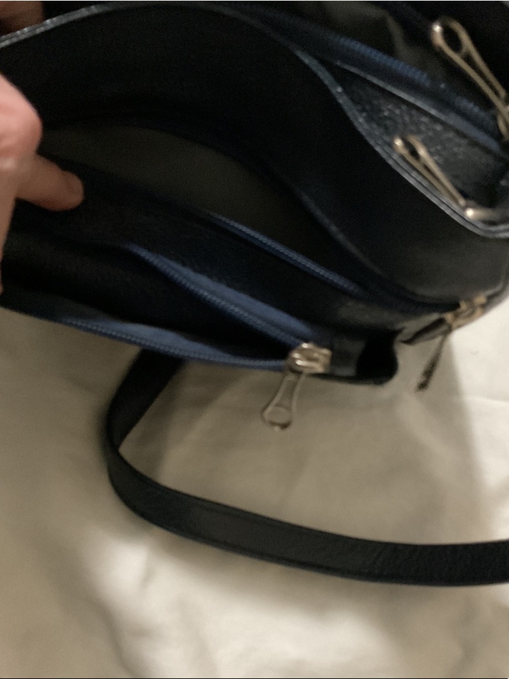Dark blue Floral hand painted cRoss body Bag - Women's . ( free wallet) - Picture 4 of 12